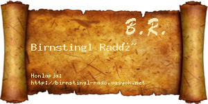 Birnstingl Radó névjegykártya